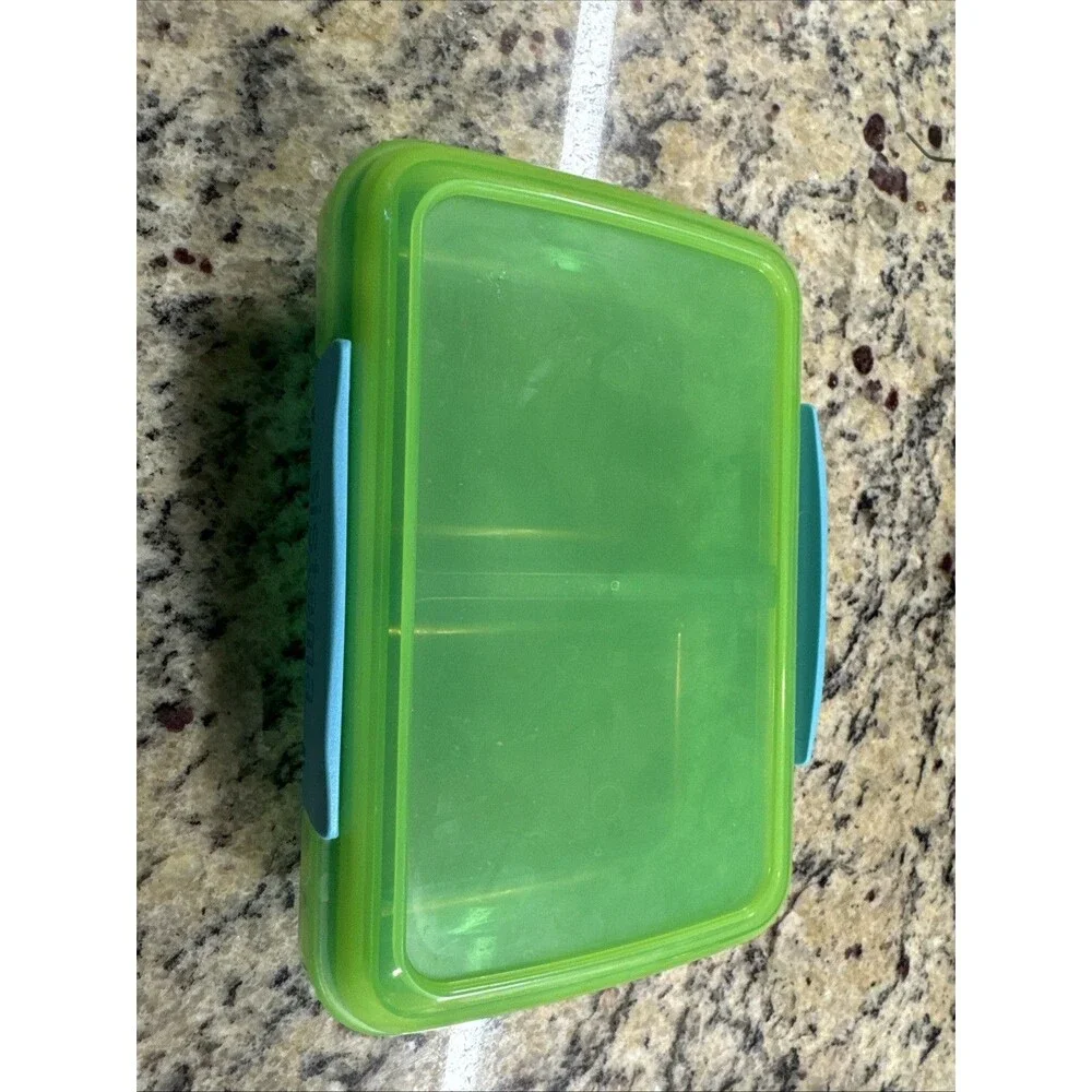 Sistema Containers 11.8 Oz Split box & Sandwich Box 450ml, Blue & Green, Set- 2